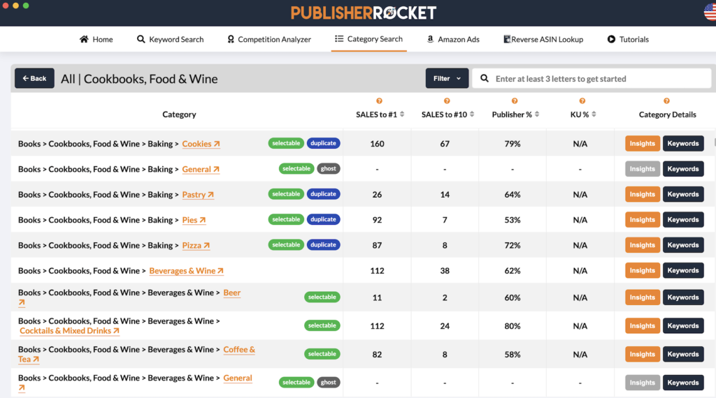 Publisher Rocket - categories search